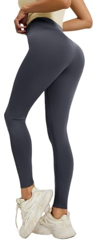 Generiskt sömlösa stickade leggings för kvinnor, hög midja, full längd, mjuka och mycket elastiska, yogabyxor gjorda av sömlöst stickat, Mörkgrå, 3XL
