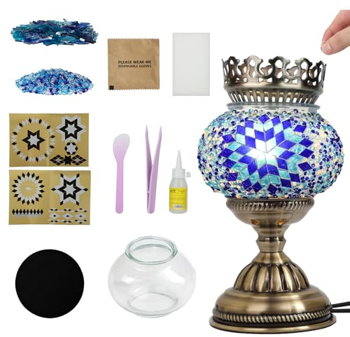 Longzhuo Türkisches marokkanisches Mosaik Nachttischlampe, Tiffany-Stil, handgefertigte Glasmosaik-Aromatherapie-Lampe, einzigartige Vintage-böhmische türkische Lampen für DIY-Heimdekor-Geschenke