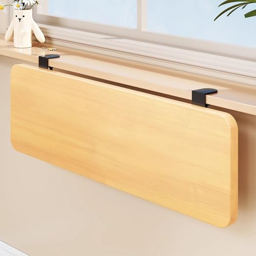 Fensterbank Verlängerung Klappbare Fensterbankverlängerung/Schreibtischverlängerung, Platzsparende Fensterablage mit Klemme (ohne Bohren)(Wood,60x20cm(23.6x7.9in))