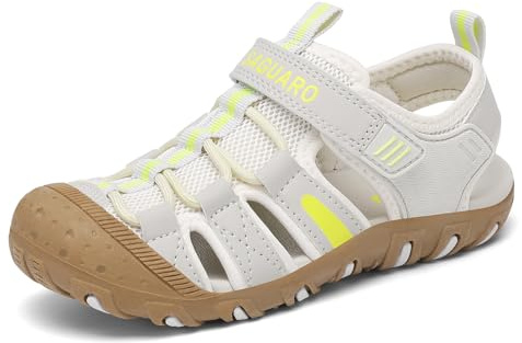 SAGUARO Fille Sandales d’Été à Bout Fermé Enfant Pour Activités Extérieures Légères et Respirantes Sandales Beige,34