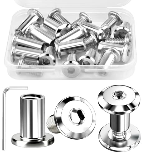 10 Stück Verbindungsschrauben Hülsenmutter M8x20mm Schrankverbinder Hülsenschrauben Möbelverbinder Schrankverbinder Edelstahl (10 x Möbelschrauben M8, 10 x Hülsenmutter M8) Möbelverbinder Mit