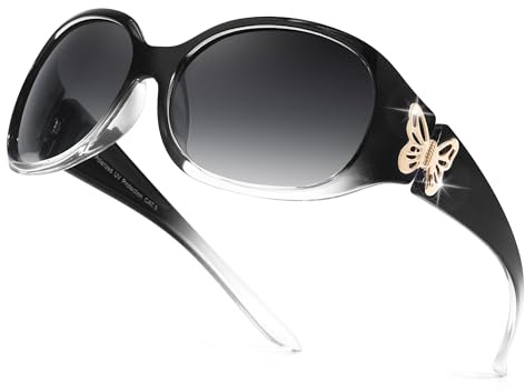 TJUTR Polarised Sunglasses for Womens Wrap Around Ladies Sunglasses with UV Protection Trendy Butterfly Design