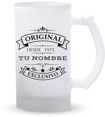 Jarra de Cerveza Personalizada Regalo Original para Amantes De La Cerveza Cristal Esmerilado 500 ml, Diseño Vintage (Modelo 4)