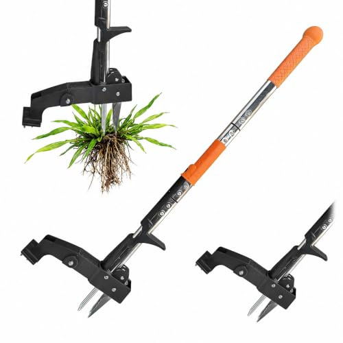 Relaxdays Estirpatore per Erbacce, Manico Lungo 100 cm, pedana, meccanismo di espulsione, per diserbare, Multicolore