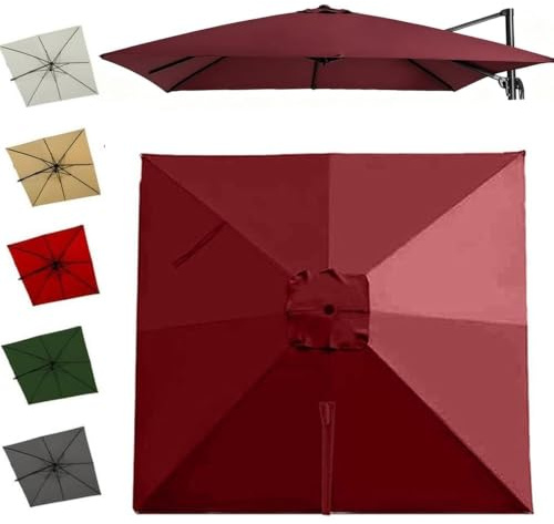 Coperture Per Ombrelloni Decentrato Da Giardino, Tessuto Di Ricambio Per Ombrellone Quadrato 3x3.0m 2.5x2.5m 8 Stecche Telo Di Ricambio Per Ombrellone(Red,4x3.0m/13x9.8ft)
