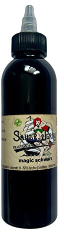 Sailor Jerry Tattoofarbe, Magic Black (Magic Schwarz), 150 ml. Made in GERMANY. Mit Zertifikat. Tätowierfarbe, Tattoo Ink, Vertrieb durch HAN-SEN GmbH