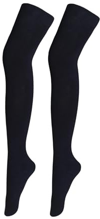 Bestjybt Women Thigh High Socks Cotton Warm Over the Knee Socks Long Knee High Boot Stockings Leg Warmer (US, Alpha, One Size, Regular, Regular, Black)