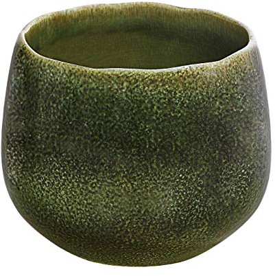 Dehner Blumentopf Linn, Ø 21 cm, Höhe 19 cm, Keramik, lasiert, dunkelgrün