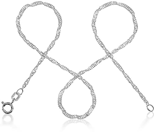 modabilé Singapurkette Damen Halskette aus 925 Sterling Silber (60cm 1,8mm breit) Silberkette ohne Anhänger Silberne Kette für Frauen Kurz Schlicht