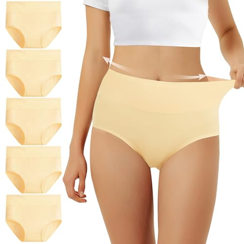 FALARY Mutande Vita Alta Donna in Cotone, Pacco da 5