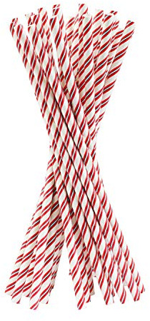 Emartbuy Pack of 75 pcs Disposable Paper Drinking Straws - Stripes | Biodegradable alternative for beverages. Perfect for parties, events, catering, and everyday entertaining moments responsibly