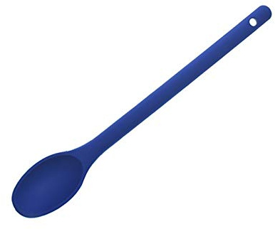 Cucchiaio da cucina rivestito in silicone, cucchiaio da cucina antiaderente, cucchiai da zuppa, resistente al calore, piccolo cucchiaio profondo 30 cm (blu)