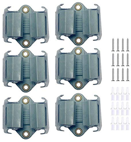 Mop Broom Holder, Mop Holder Wall Mounted, 6 Pack Broom Holder Mop Organizer Broom Storage Rack Tidy Organizer Tool for Kitchen Garden Garage Bathroom Office