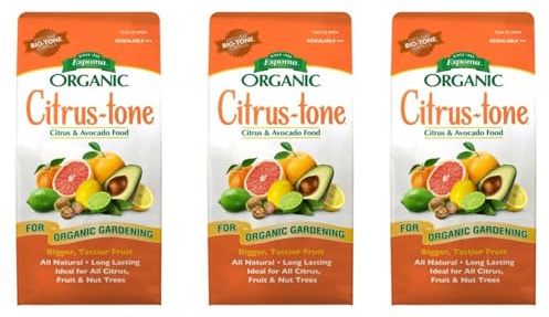 Espoma Organic Citrus-Tone 5-2-6 Natural & Organic Fertilizer for All Citrus, Fruit, Nut, & Avocado Trees; 4 lb. Bag. Promotes Vigorous Growth & Abundant Fruit - Pack of 3