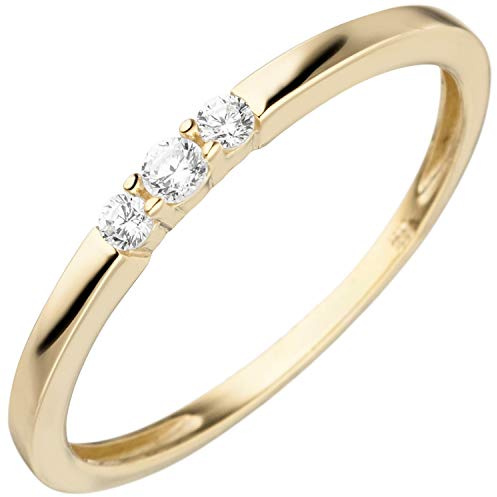 Jobo Damen-Ring schmal aus 8 Karat 333 Gold mit 3 Zirkonia