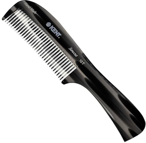 Kent 10T Black Graphite Large Detangler Comb, Wide Tooth Comb for Wet and Dry Curly Hair, Rake Combs for Women With Thick Hair, Saw-Cut and Hand Polished, Handmade in England