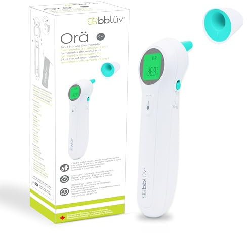 bblüv - Orä - Termómetro Infrarrojo Digital 5 en 1 para Bebés y Adultos, Termómetro sin Contacto con Función de Memoria, Pantalla LCD