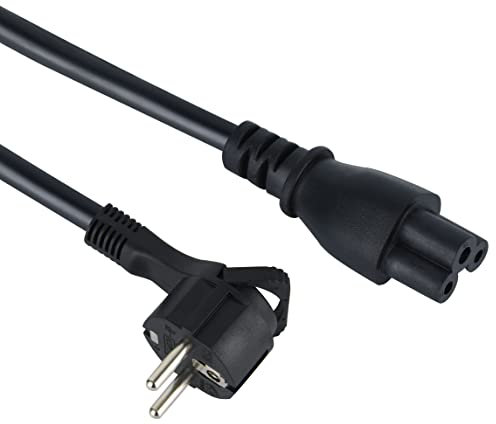 Electraline 95503 - Cavo di alimentazione C5 per PC portatile con alimentatore CEE7 a 3 vie, 1,8 m, colore: Nero