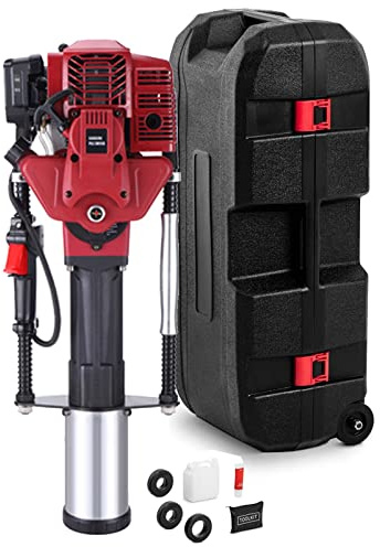 Petrol Post Driver with Carry Case and Tool Kit 4-Stroke Fence Knocker 50/70/100mm Pile Driver Jack Hammer Picket Fencing Ramming Thumping Driving Posts Free