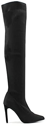 MODELISA - Bota Tacón Alto Fino Textil Para Vestir Mujer (Negro, numeric_37)