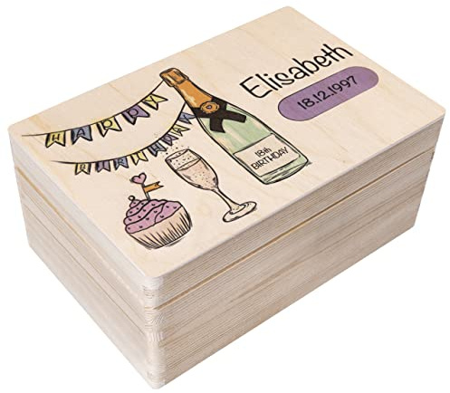 Creative Deco Personalisiert Geburtstag Geschenke für Frauen, Männer und Kinder Erinnerungsbox Holzkiste | Party Motiv für Geburtstag | Individuelle Geschenk | Geschenkkiste Geschenkbox