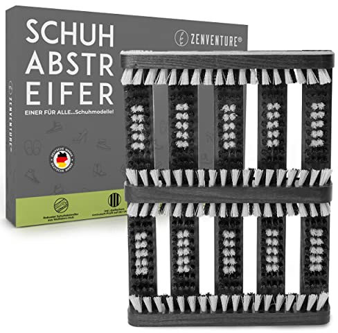 ZENVENTURE® Schuhabstreifer - Robuster Schuhabstreifer für aussen & innen - Aus langlebigem Weißdorn-Holz & mit Antirutsch-Profil [36 x 27 x 5 cm] - Schuhputzer für zu Hause und unterwegs (Schwarz)