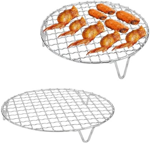 Griglia rotonda in acciaio inox,1.8mm Griglia rotonda,Griglia di raffreddamento multifunzionale,Rete per barbecue rotonda,Griglia per barbecue con gambe,Adatto per esterno, campeggio, giardino.
