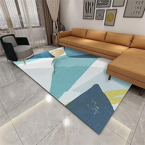 RUGMRZ Balkon Bodenbelag Geometrisch weiche und rutschfeste Linien schallschutz Teppich blau Tisch esszimmer Teppich Wohnzimmer Teppich Balkon bodenbelag terassen teppich300x400CM