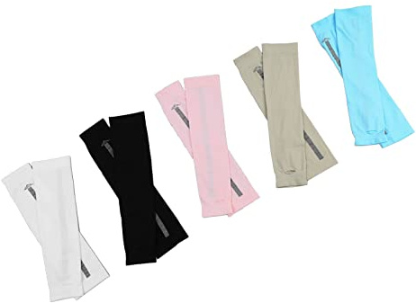Glomora 5 paia Manicotti Braccia Anti UV Manicotto Braccio, Manicotti Pallavolo Ideali per Ciclismo Calcio Padel Beach Volley, Manicotti a Compressione per Protezione della Pelle (Multicolore)