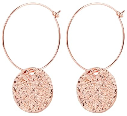 Creolen Damen Ohrringe Sterling 14 Karat Goldfüllung mit Runder Plättchen Anhänger, Hypoallergen Große Huggies Creolen, Durchmesser 30mm Ohrringe