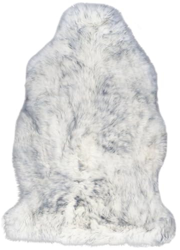 Knutzen Wohnen Lammfell Echt 50 x 80 cm Weiß/Grau - Natürliches & wärmendes Lammfell für Sofa - Kuscheliger Begleiter für Ihr gemütliches Zuhause