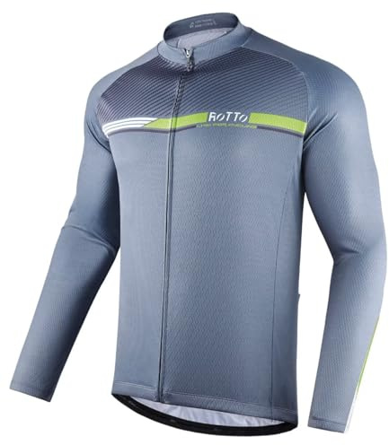 ROTTO Herren Radtrikot Fahrradtrikot Langarm Rennrad Trikot Farbverlauf Reihe