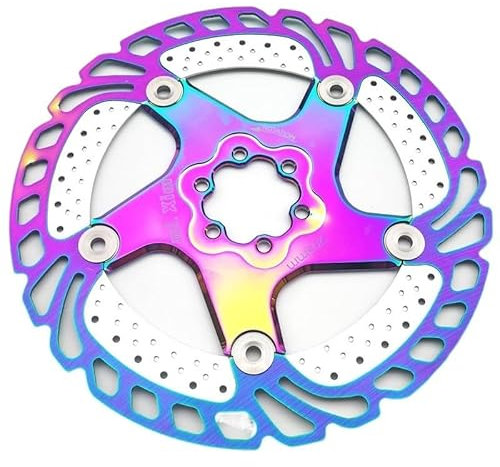 Bremsscheiben Fahrrad Bunte MTB DH Scheibenbremse 140/160/180/203 mm Fahrradkühlung schwimmender Rotor Mountain Road Bike Cool Down Rainbow Ice Rotors Fahrrad Bremsscheibe (Color : 203mm Rainbow)