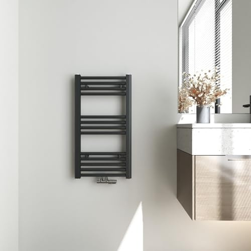 Heilmetz Bad Heizkörper 400 x 700 mm Handtuchtrockner Antrazit Bad-Heizkörper Handtuchheizkörper Mittelanschluss Heizung 238 Watt Leistung Handtuchwärmer