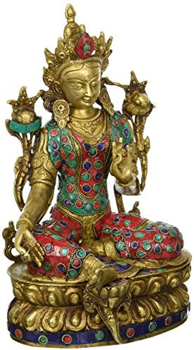 Amilav Collections Estatua de Buda de latón grande Tara Buddha, escultura budista, decoración budista, 30,5 cm