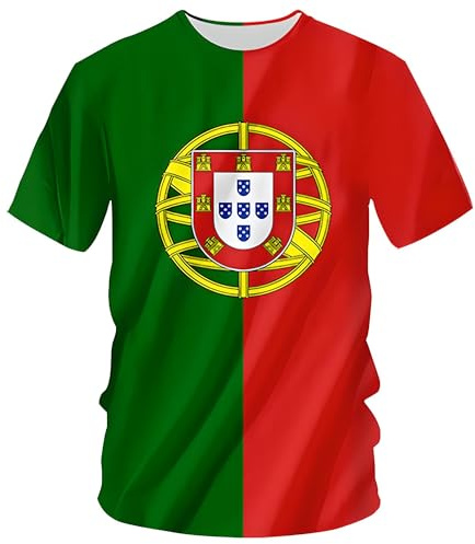 YuanDiann 2024 Europea Calcio Coppa Magliette Portogallo Tifosi Sport Uomo Donna Bandiera Nazionale Stampa Manica Corta Girocollo Casual Traspirante Asciugatura Veloce T Shirt Portogallo 1# XL
