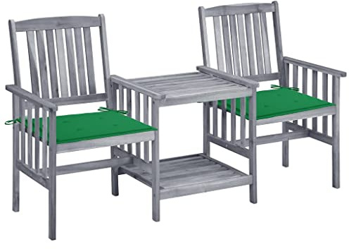 KTHLBRH Ensemble de meubles de jardin, de terrasse, de balcon, de jardin, avec table à thé et coussins, en bois massif d'acacia