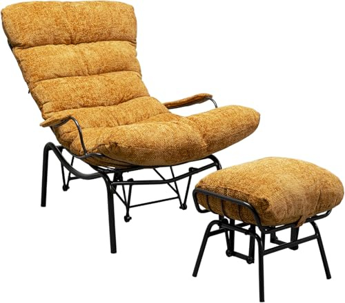 Kare Design Sessel Vienna Swing, Gelb, 40 cm Sitzhöhe, Polstersessel, inklusive Fußhocker, mit Kippfunktion, Wohnzimmer, 95x82x111 cm (H/B/T)