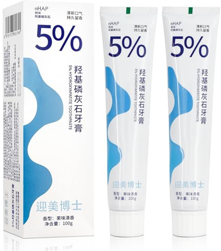 2 Stück Hydroxylapatit Zahnpasta, Whitening Zahnpasta, Hydroxyapatite Zahncreme, Tiefenreinigungs-Pflegezahnpasta, Frisch Atem Zahnpasta, Fleckenentfernung, Ganzheitlicher Schutz für Zähnen