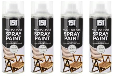 PEBBLE HUG 151 Clear Lacquer Spray Paint, Quick-Drying Formula, DIY Projects, Glossy Finish, Ideal For Wood, Metal, Perfect For Both Indoor And Outdoor, 400ml, (4 Pcs)