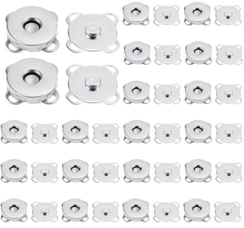 Qianyu 20 Stück Magnetknöpfe Pflaumenförmiger Magnetverschluss Schmuck 15 mm Metall Druckknöpfe zum Annähen Bekleidungszubehör für Handarbeiten Basteln Handwerk DIY Geldbörsen