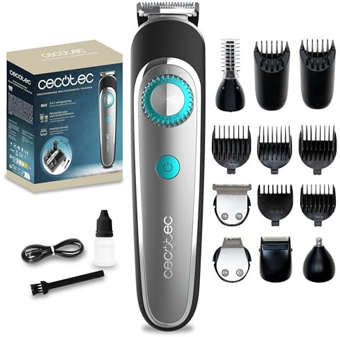 Cecotec Barbero Recortabarba a Batería Precisioncare Multigrooming Trimmer 6 En 1. Peines 3-20 Mm, Base de Almacenamiento, Afeitado Corporal, Resistencia Ipx7, Autonomía 60 Min, Carga Rápida