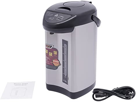 Heißwasserspender 4l, Thermopot Thermoskanne Dispender Wasserkocher Mit Vielfältige Wasserabgabe 750w, Edelstahl Wasserkocher HeißgeträNkeautomat Für Schule Haus Büro Hotel, Schwarz