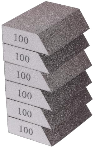 sourcing map 6pcs Sanding Sponge Blocks 100# (240-320 Grit) Sanding Sponge with Angled Edge 4x2.8x1, Washable and Reusable Foam Sanding Block for Polishing Kitchen Metal Wood Drywall Home