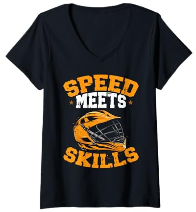 Womens Lacrosse Helmet Design for Lax Player V-Neck T-Shirt