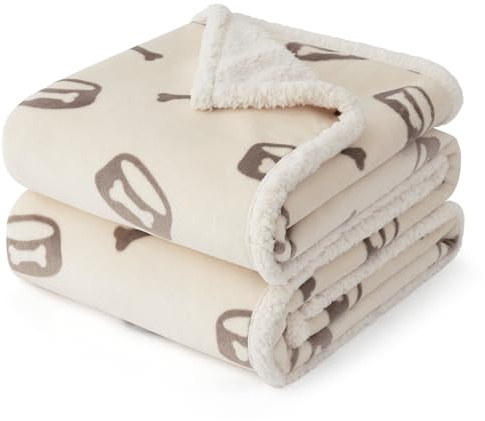 BEDSURE wasserdichte Hundedecke Grosse Hunde - 152x127cm Hundedecke waschbar, Hunde Decke Sofaschutz aus Sherpa Fleece, Decke Hund weich, Creme