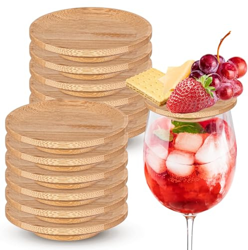 Mumufy 12 pezzi da 12 cm per bicchieri da vino e salumi, per tenere lontani gli insetti, mini taglieri rotondi per salumi, piatti a doppio uso, per feste di formaggio, riunioni di famiglia, bar