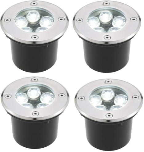AntDau71® - 4 Pezzi Faretto a led segnapasso calpestabile da esterno viali sentieri giardino pavimento IP65 da incasso a terra luce calda 3000k - 220V (5 watt (12 x 9,5 cm))