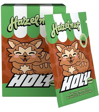 HOLY Milkshake en Poudre 'Hazelnut' – Pack Découverte 10 Portions Milkshake Noisette - Sans Sucre, Sans Caféine, Faible en Calories & Végan - Vitamines B, C & D, 100% d'Arômes Naturels