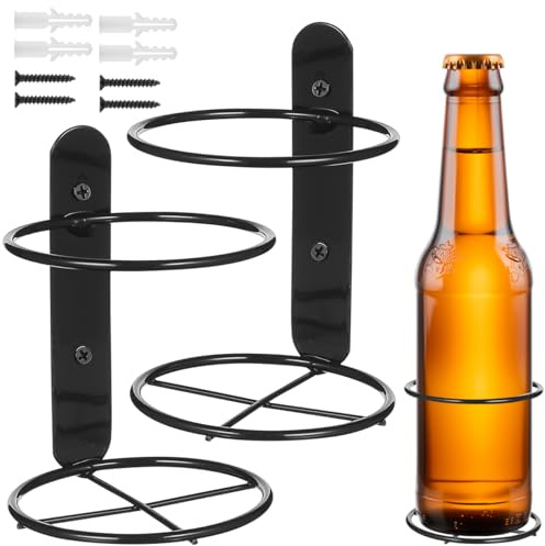 DOITOOL 2 unidades de estantería de metal de pared para botellas individuales, soporte para colgar, ahorra espacio y es estable, diseño moderno para bar en casa, cocina, bar y decoración de fiestas